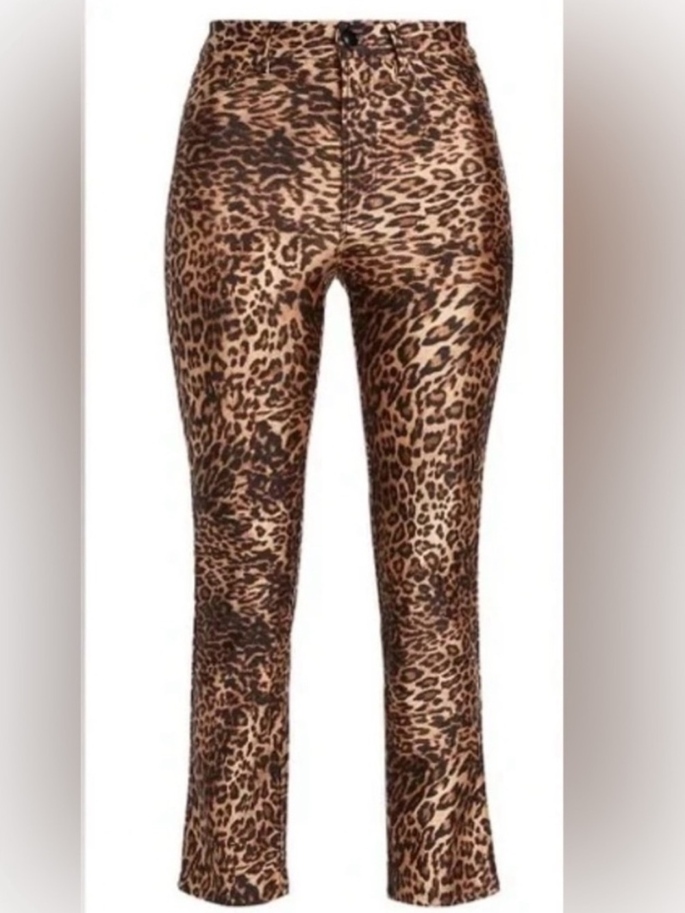 Good American Shine Compression Good Waist Straight Leg Pants in Wild Leopard